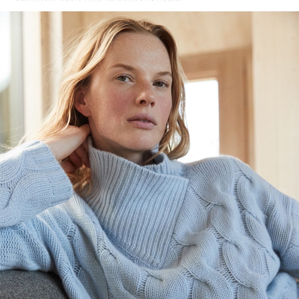 Elegant Sky Blue Turtleneck Sweater